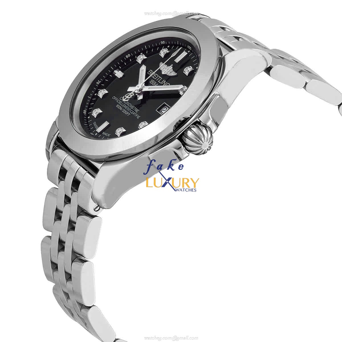 Breitling W7133012-BF63-792A Replica Watch With Quartz Movement, Black Dial, Steel Bracelet - Image 2