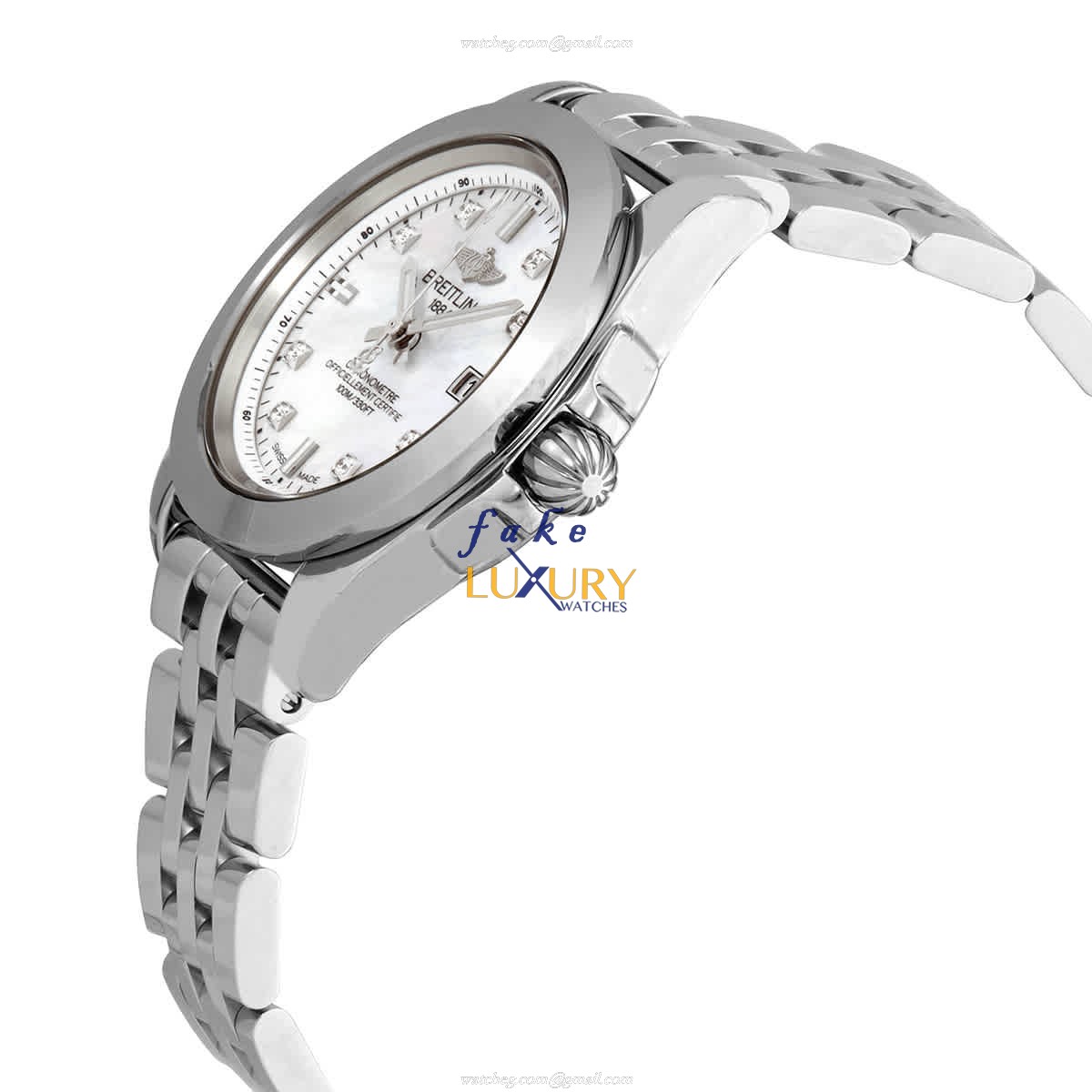 Breitling W71330121A1A1 Replica Watch With Quartz Movement, White Mother of Pearl Dial, Steel - Image 2