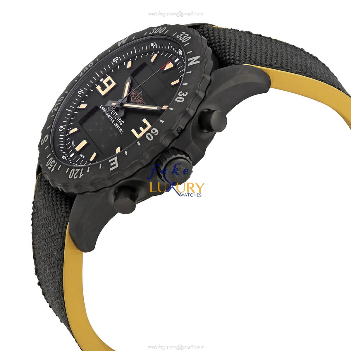 Breitling M7836622/BD39-257S CHRONOSPACE Replica Watch - Black Dial - Steel Case - Canvas Strap - Image 2