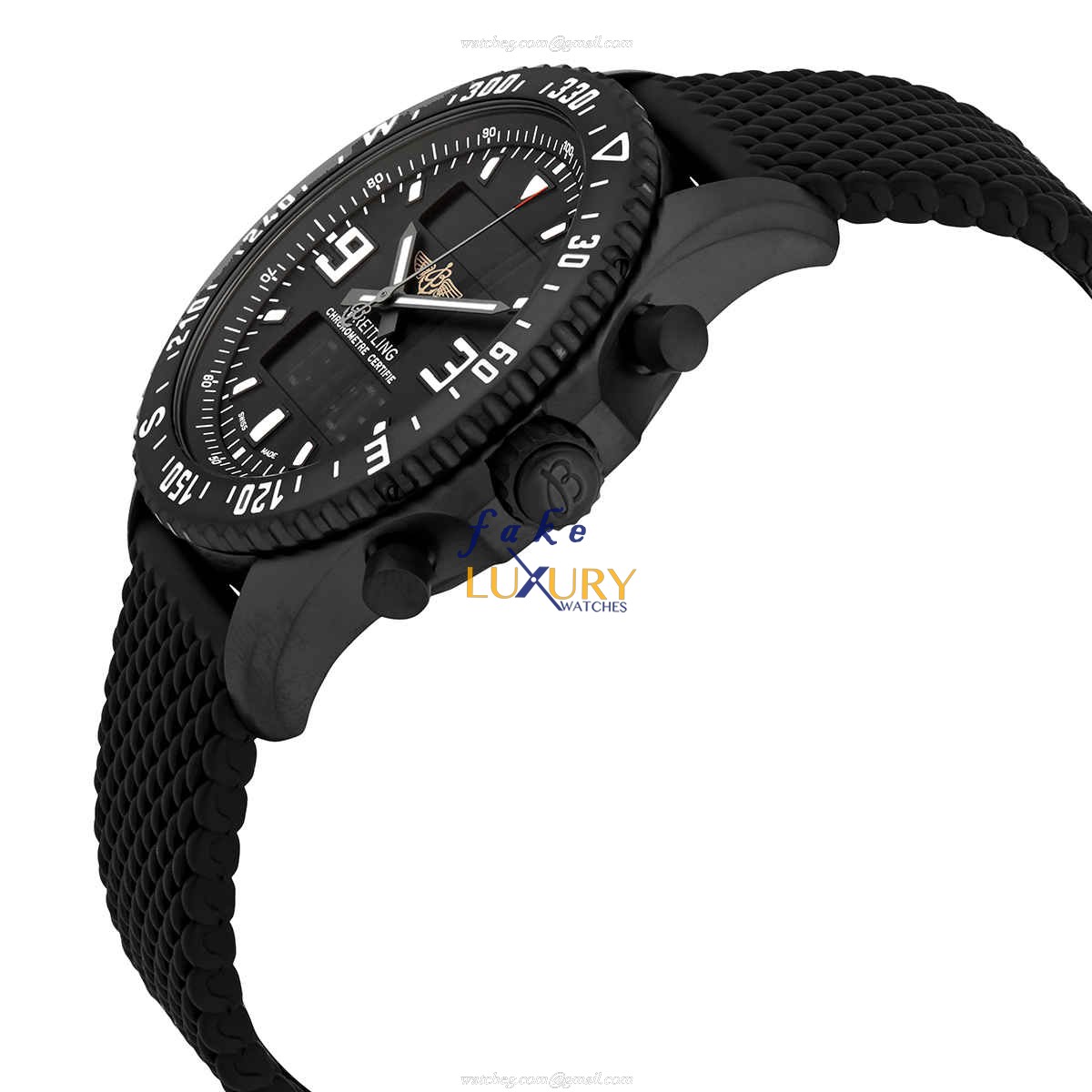 Breitling M78367101B1S1 CHRONOSPACE Quartz Black Dial Rubber Strap Steel Replica Watch - Image 2