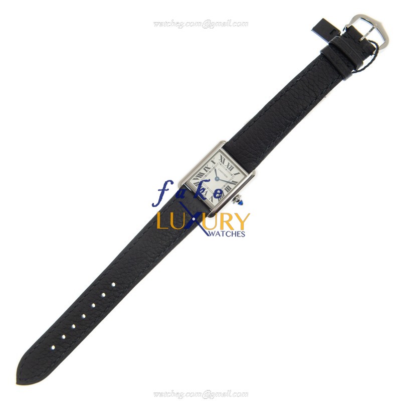 Cartier TANK WSTA0042 Quartz Stainless Steel White Dial Leather Strap Replica Watch - Image 2