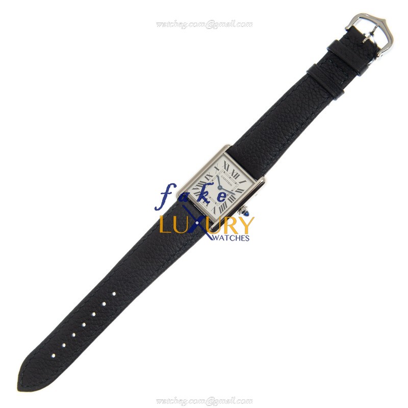 WSTA0041 - Cartier Tank Quartz Replica Watch - Silver Dial Stainless Steel - Image 2