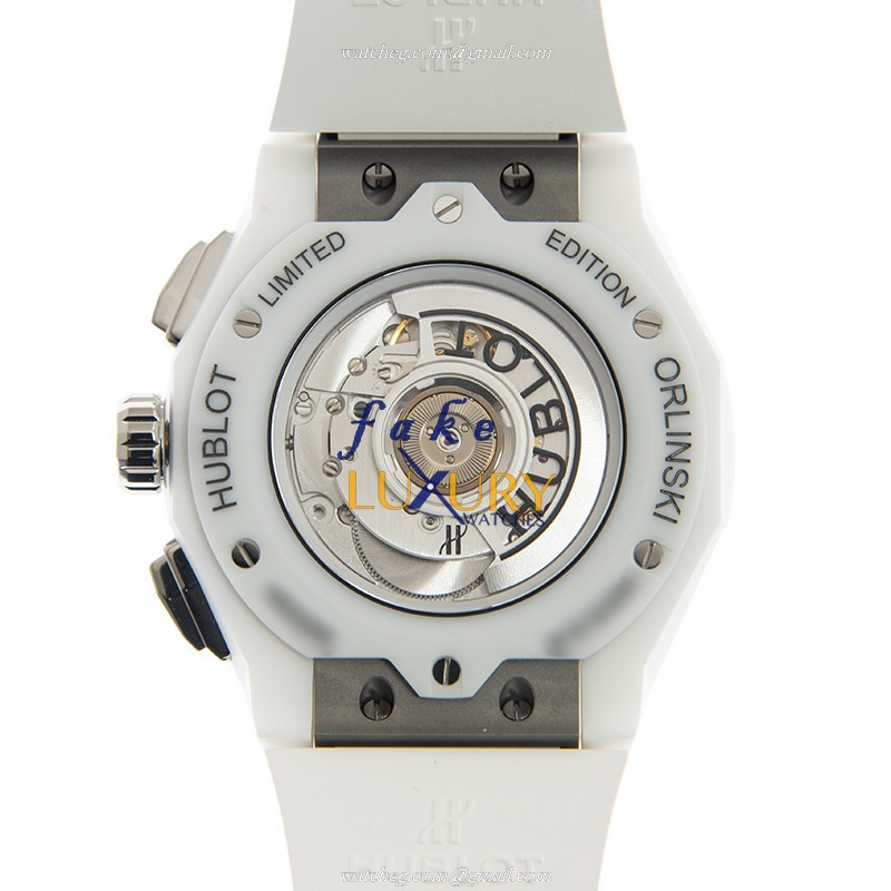 Hublot 525.HI.0170.RW.ORL21 Classic Fusion Auto Ceramic Replica Watch, White Rubber Strap, Swiss - Image 3