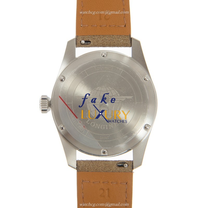 Longines L3.810.4.03.2 SPIRIT Replica Watch Automatic Green Dial Brown Leather Strap - Image 3
