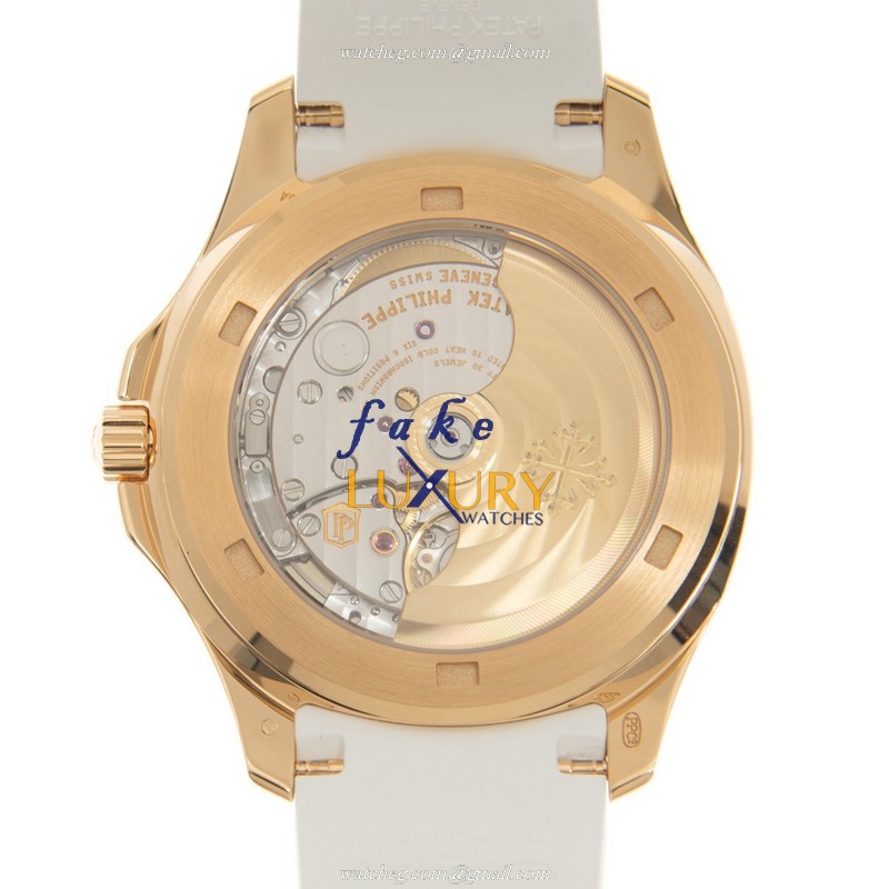 Patek Philippe 5268/200R-001 Replica Watch, White Dial, Rose Gold & Diamond Case, Rubber Strap - Image 3