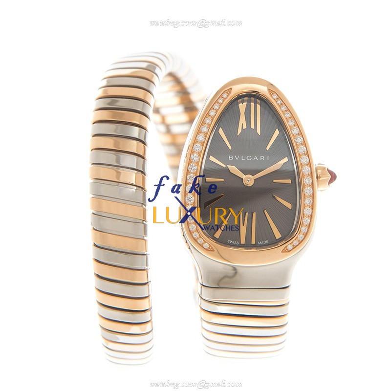 Bulgari Replica Watch 102681 SERPENTI TUBOGAS Quartz 35mm Gray Dial 18kt Rose Gold Steel Bangle - Image 2