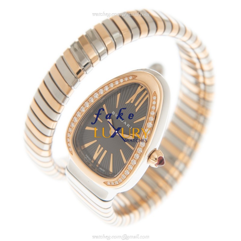 Bulgari Replica Watch 102681 SERPENTI TUBOGAS Quartz 35mm Gray Dial 18kt Rose Gold Steel Bangle - Image 3