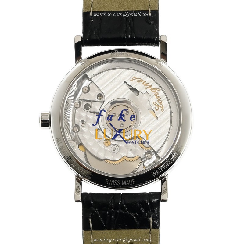 Longines L4.322.4.11.2 Replica Watch Automatic White Dial Stainless Steel Case Black Leather Strap - Image 3