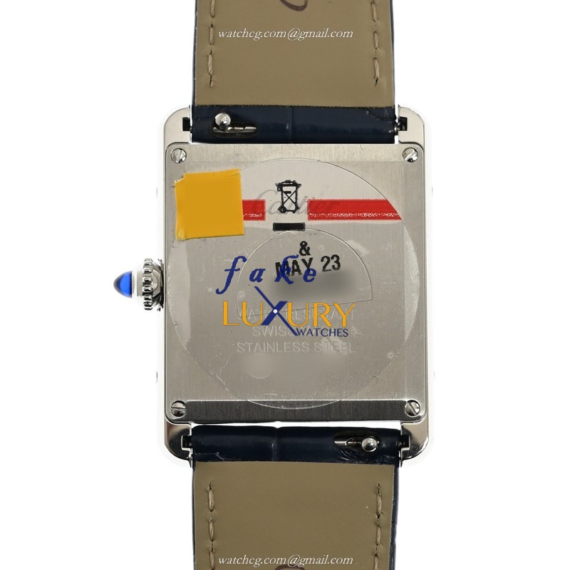 Cartier WSTA0055 Quartz Stainless Steel Replica Watch, Blue Dial, Green Leather Strap - Image 3