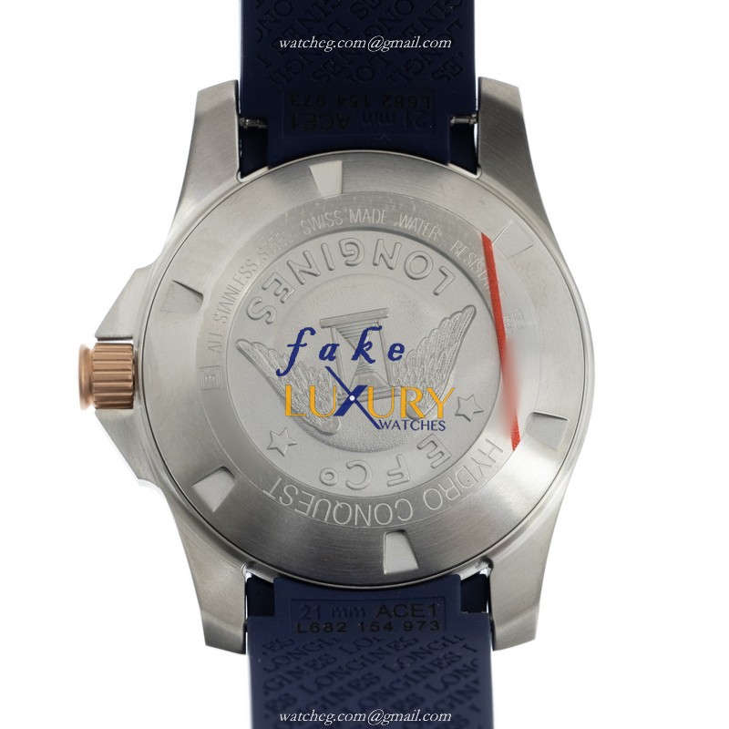Longines L3.781.3.98.9 Conquest Replica Automatic Blue Dial Ceramic Steel Rubber Watch - Image 3