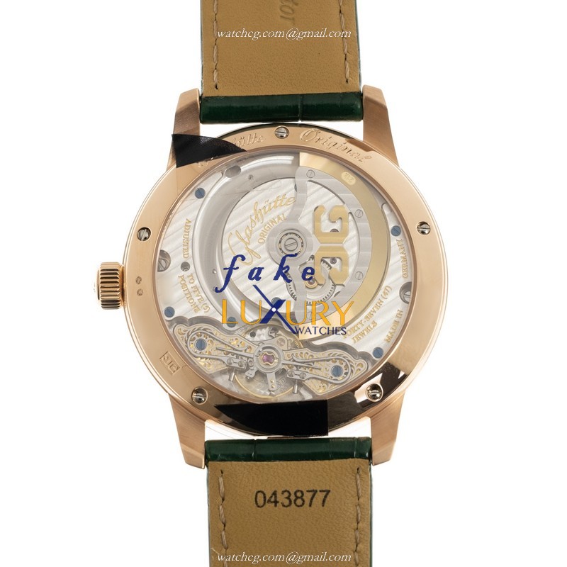 Glashutte 1-90-02-23-35-50 PANO Automatic Replica Watch, 18kt Rose Gold, Green Dial, Alligator Strap - Image 3