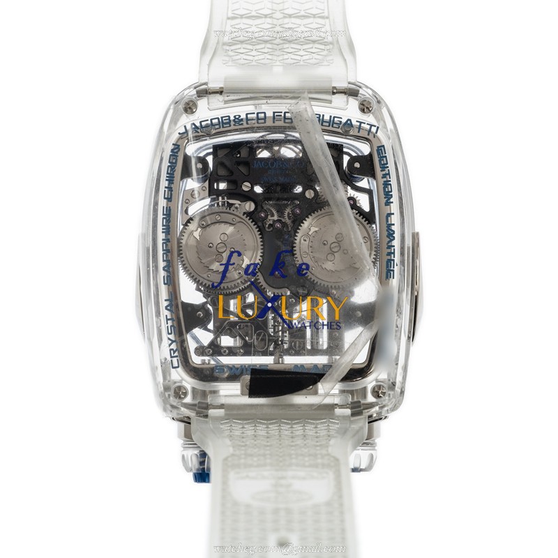 Jacob & Co BU210.80AA.AB.BBRUA Manual Wind Sapphire Crystal Watch, Transparent Dial & Strap, Rubber - Image 3
