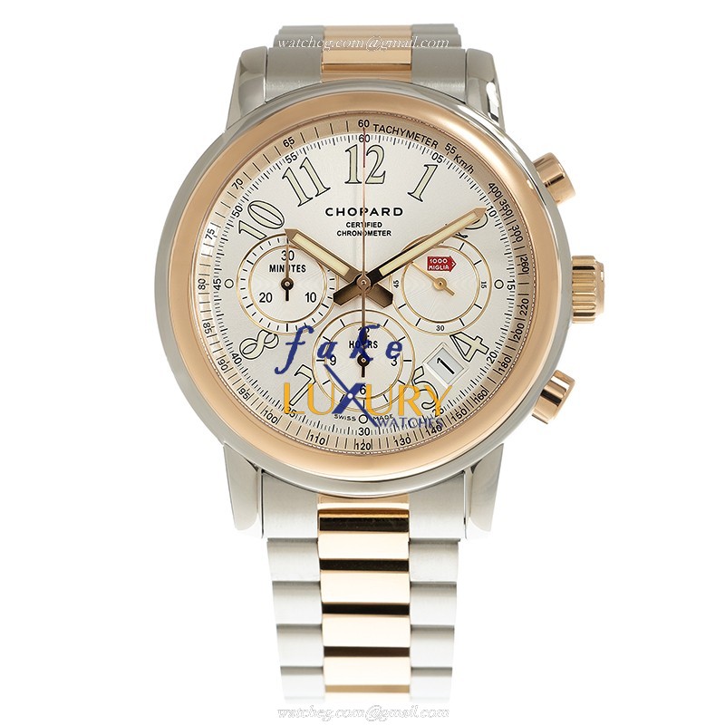 Chopard 158511-6001 Replica Watch, Automatic Movement, 18kt Rose Gold & Steel Case, White Dial - Image 2