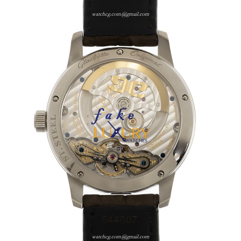 Glashutte 1-90-02-13-32-02 Replica Watch, Green Dial, Steel Case, Brown Alligator Strap, Automatic - Image 3