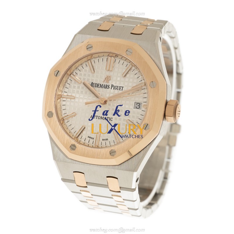 Audemars Piguet 15450SR.OO.1256SR.01 Royal Oak Replica Watch, White Dial, Rose Gold & Steel Case - Image 3