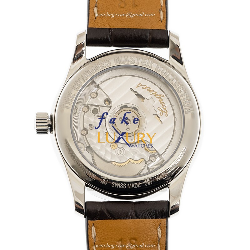 Longines L2.409.4.78.3 Master Replica Watch - Automatic - Steel Case - White Dial - Brown Leather - Image 3