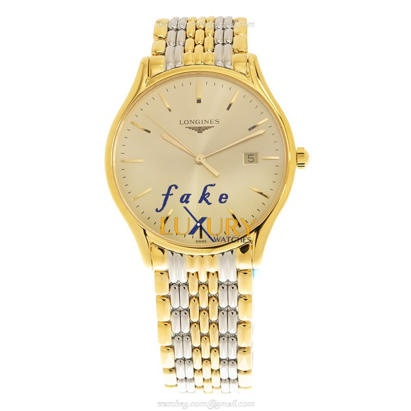 Longines L4.859.2.32.7 Lyre Replica Watch, Gold Dial, Quartz Movement, Steel & Gold Strap - Image 2