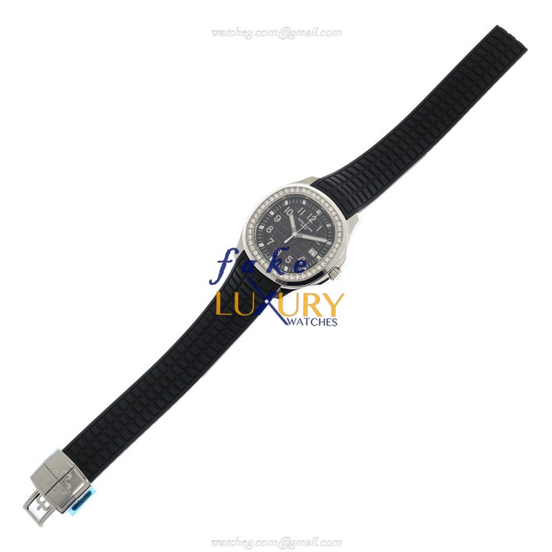 Patek Philippe 5267/200A-001 Aquanaut Quartz Replica Watch - 38.8mm Steel & Diamonds Black Rubber - Image 2