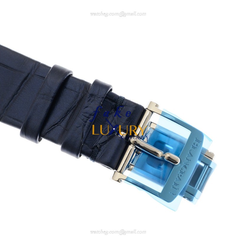 Blancpain 6127-4628-55B Villeret Replica Watch, White Dial, Steel & Diamond Case, Blue Alligator - Image 4