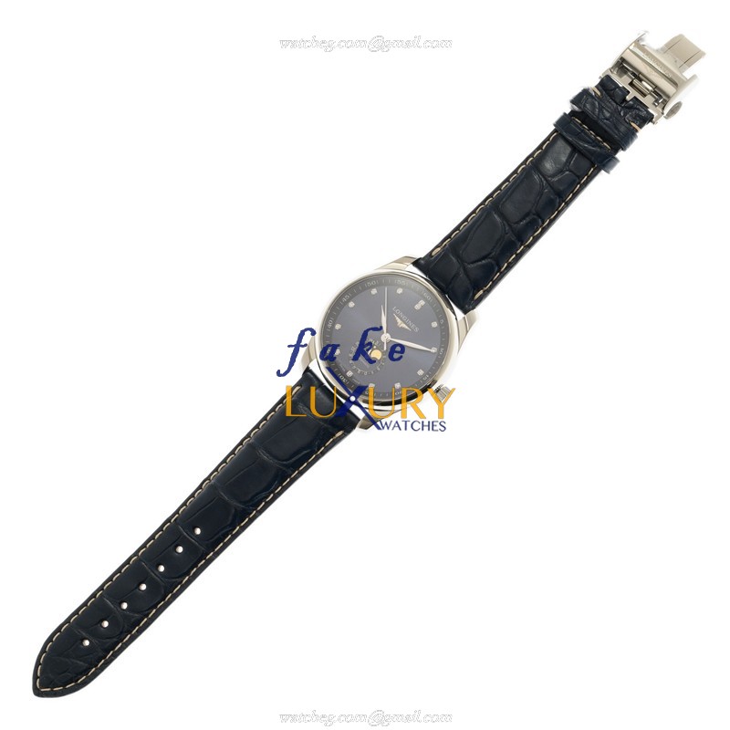 Longines L2.909.4.97.0 Master Automatic Blue Dial Alligator Strap Replica Watch - Image 2
