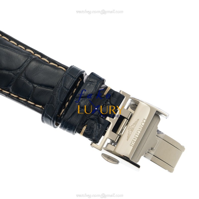 Longines L2.909.4.97.0 Master Automatic Blue Dial Alligator Strap Replica Watch - Image 4