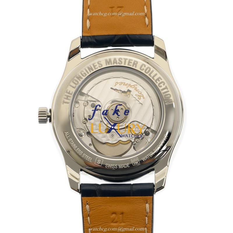 Longines L2.909.4.97.0 Master Automatic Blue Dial Alligator Strap Replica Watch - Image 3