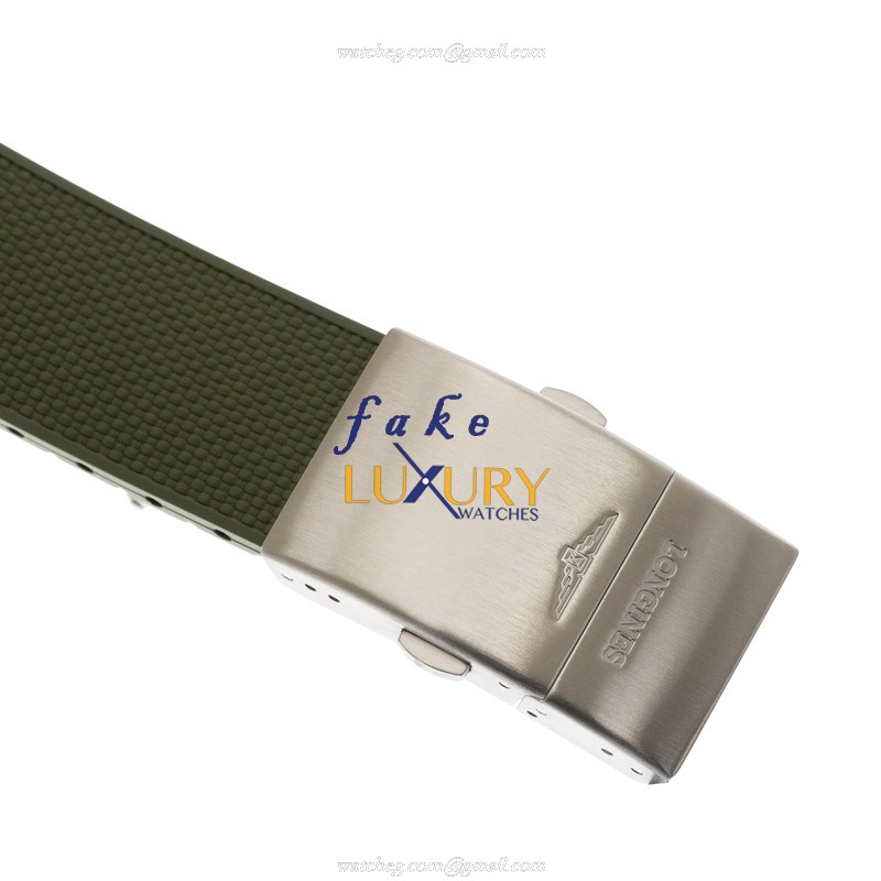 Longines L3.781.3.06.9 Swiss Automatic Stainless Steel Watch, Green Dial Canvas Strap, 300M Water - Image 4