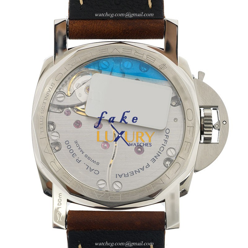 Panerai PAM01075 LUMINOR Automatic Stainless Steel Replica Watch - Beige Dial, Brown Cowhide Strap - Image 3