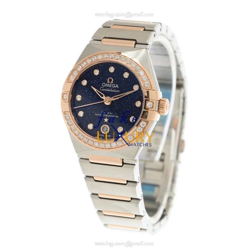Omega 131.25.29.20.53.002 - Replica Watch - Blue Dial - Automatic - 18kt Rose Gold & Steel Strap - Image 3