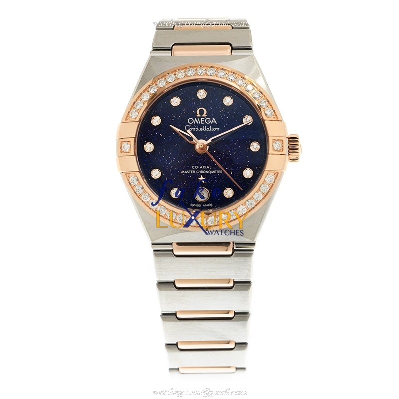 Omega 131.25.29.20.53.002 - Replica Watch - Blue Dial - Automatic - 18kt Rose Gold & Steel Strap - Image 2