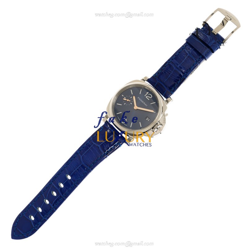 Panerai PAM01273 LUMINOR DUE AUTO Stainless Steel Replica Watch, Blue Dial & Blue Alligator - Image 2