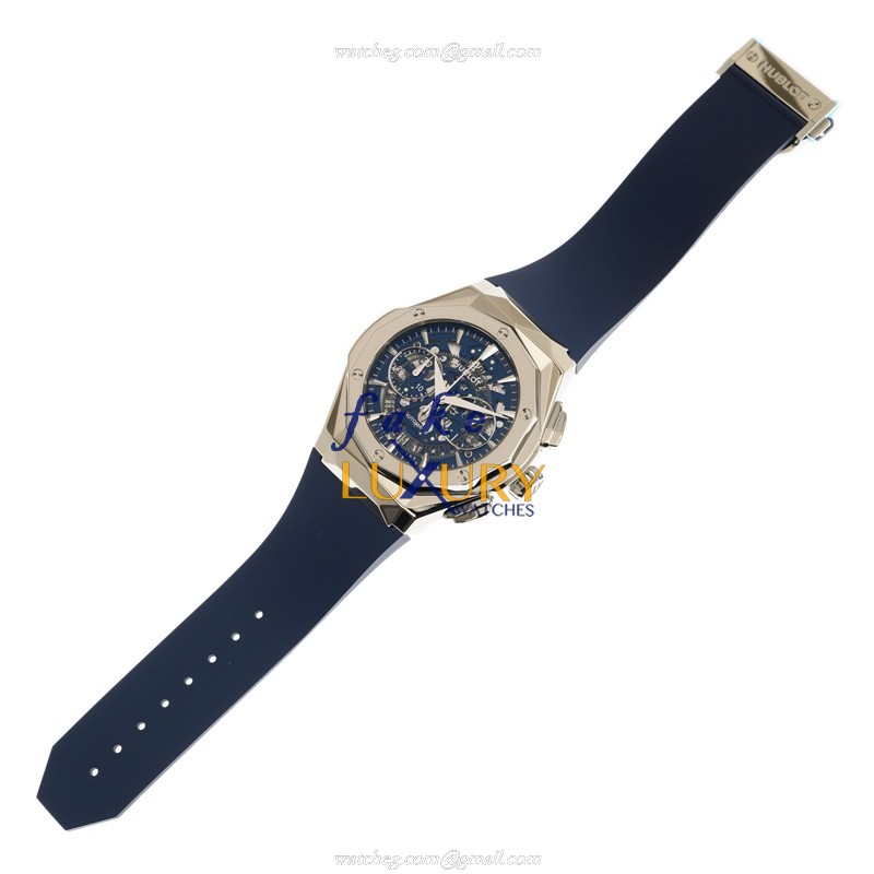 Hublot Classic Fusion 525.NX.5170.RX.ORL21 Automatic Titanium Transparent Dial Blue Rubber Replica - Image 2