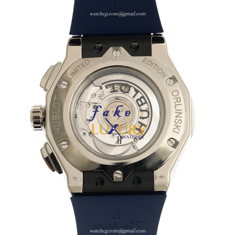 Hublot Classic Fusion 525.NX.5170.RX.ORL21 Automatic Titanium Transparent Dial Blue Rubber Replica - Image 3