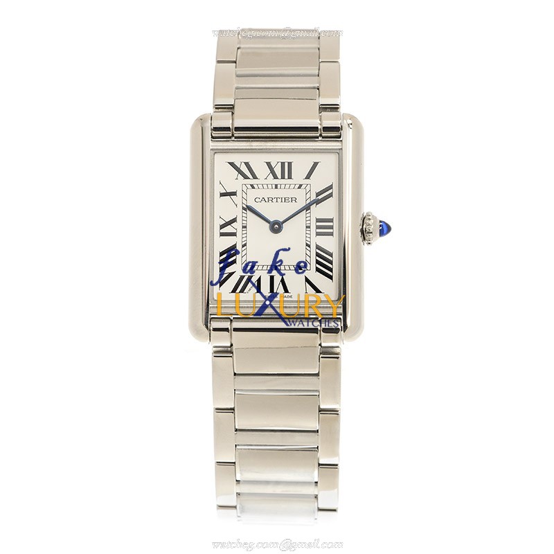 Cartier WSTA0052 TANK Quartz Stainless Steel Replica Watch, Automatic, Silver Dial, 25.5mm Case - Image 2