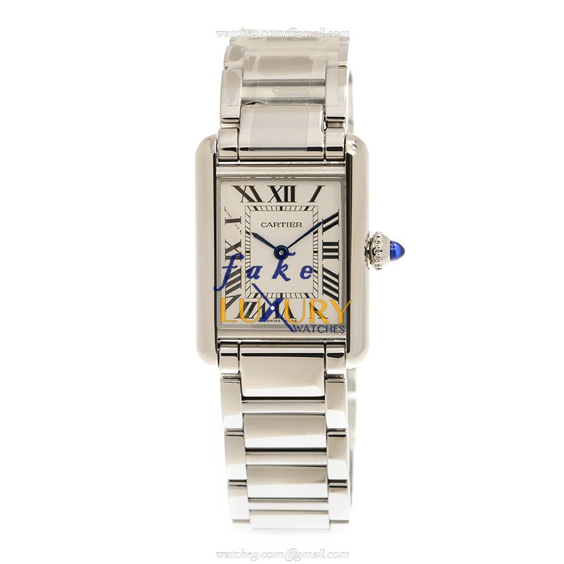Cartier WSTA0051 TANK Quartz Stainless Steel Silver Dial 22mm Replica Watch - Image 2