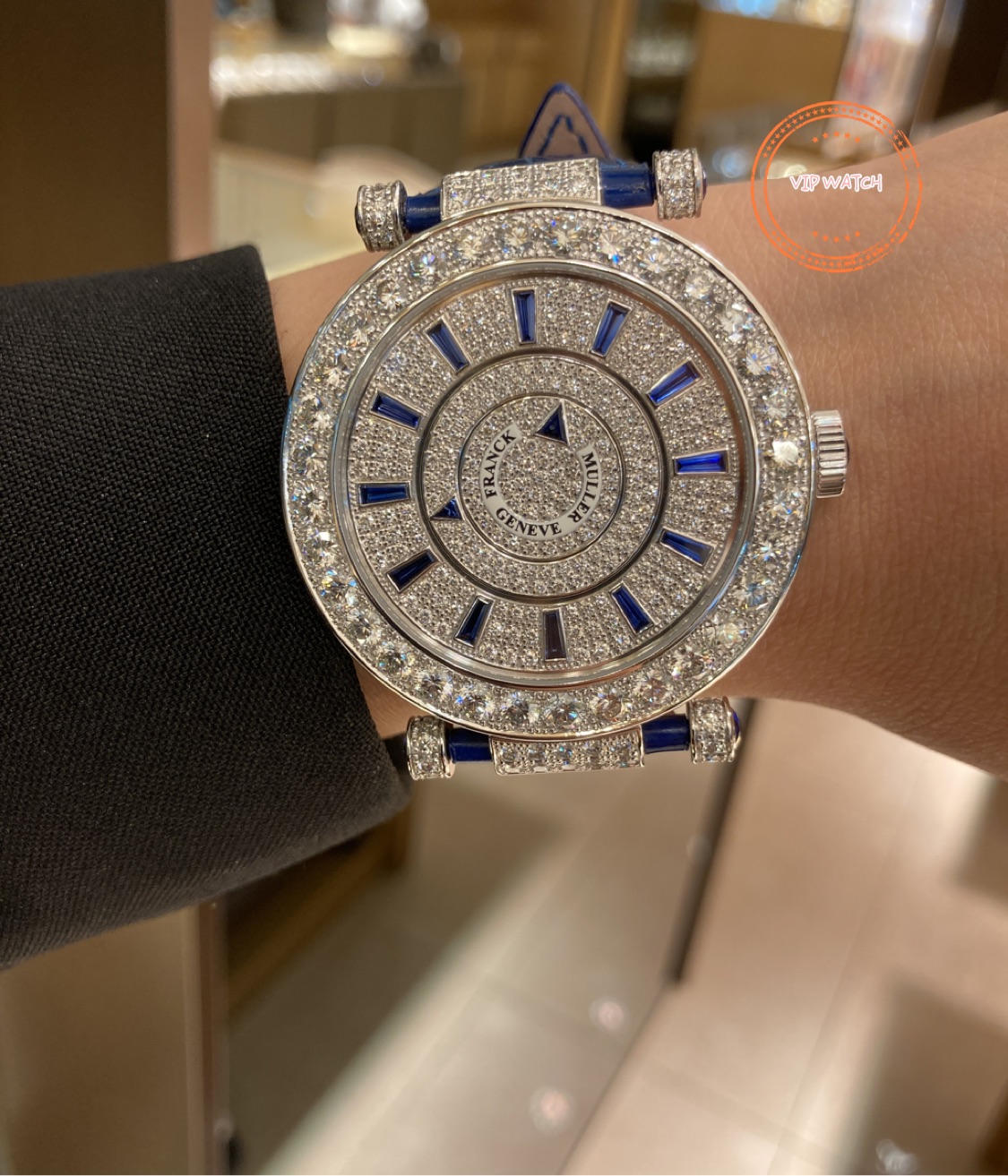 Franck Muller DM 42 D 1R CD OG - BLUE Automatic 18kt White Gold Diamond Silver Dial Replica Watch - Image 5
