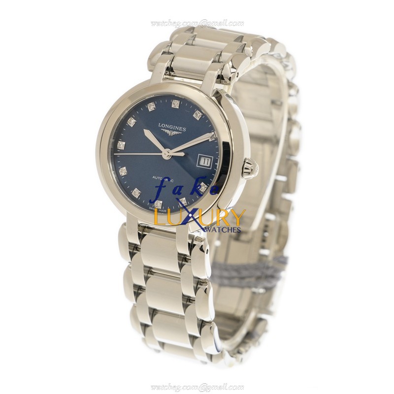 Longines L8.113.4.98.6 Prima Luna Replica Watch, Blue Dial, Steel Bracelet, Automatic - Image 3