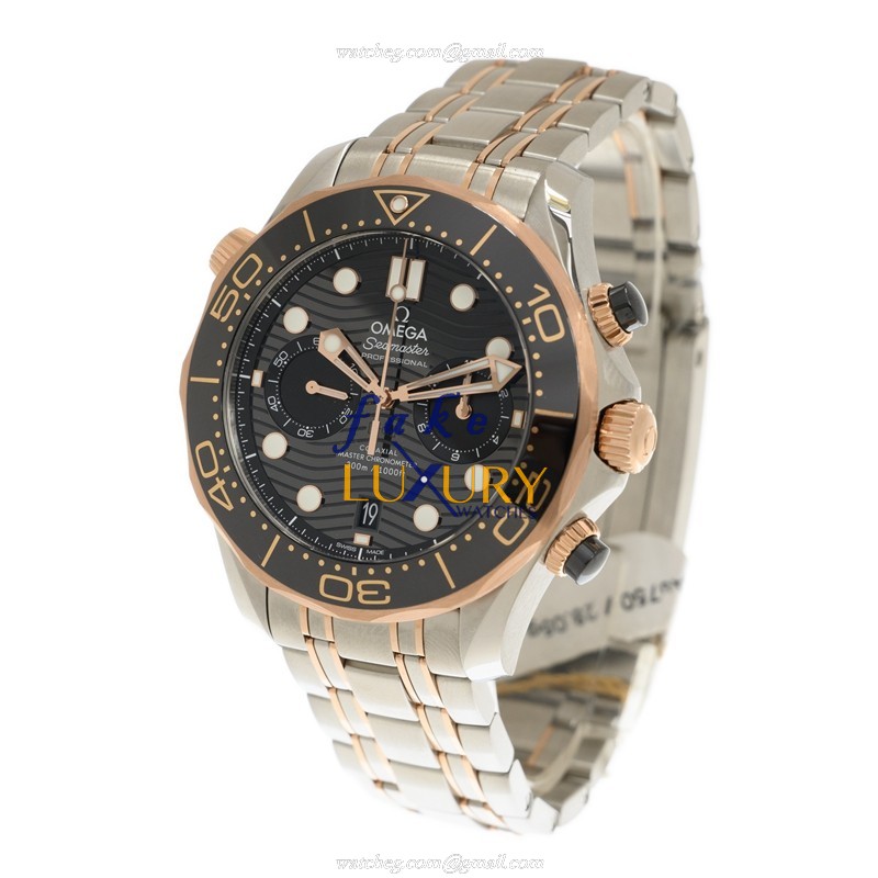 Omega 210.20.44.51.01.001 | Automatic | 18kt Rose Gold & Steel | Black Dial | Gold Strap | Replica - Image 3