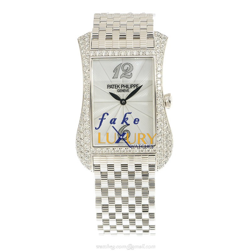 Patek Philippe 4972/1G-001 Gondolo Quartz White Dial 18kt White Gold Diamond Replica Watch - Image 2