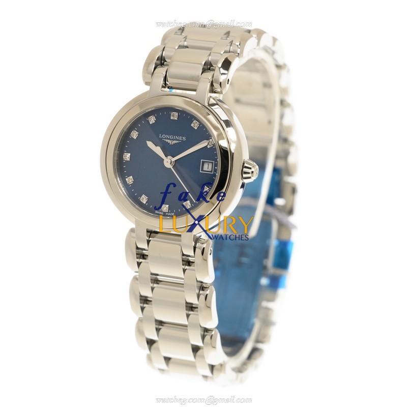 Longines L8.110.4.98.6 PRIMA LUNA Quartz Stainless Steel Blue Dial Sapphire Crystal Replica Watch - Image 3