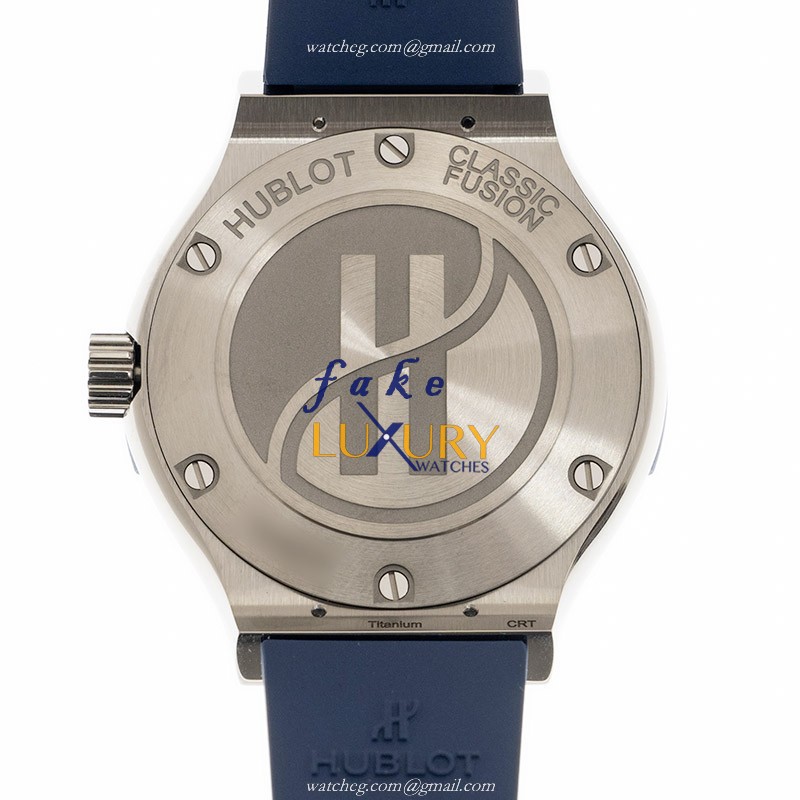 Hublot Classic Fusion Quartz Stainless Steel Replica Watch 581.NX.7170.RX Blue Dial Blue Rubber - Image 3