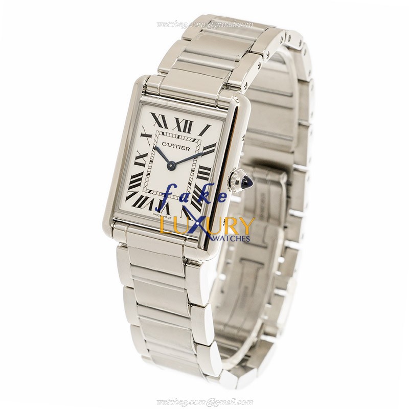Cartier WSTA0052 TANK Quartz Stainless Steel Replica Watch, Automatic, Silver Dial, 25.5mm Case - Image 3