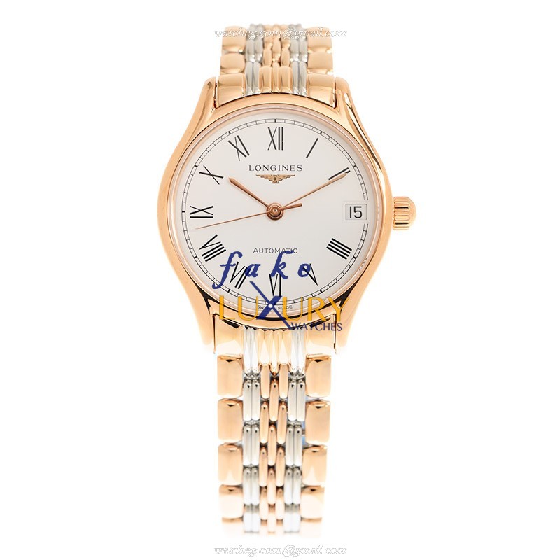 Longines L4.361.1.11.7 Replica Watch, Auto Movement, 18kt Rose Gold & Steel Case, White Dial - Image 2