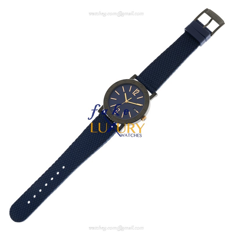 Bulgari BULGARI 103133 Automatic Blue Dial Rubber Strap Steel Replica Watch - Image 2