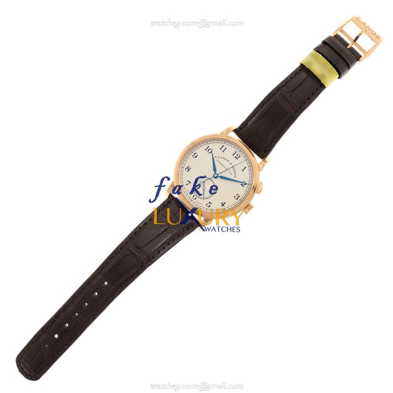 A Lange & Sohne 1815 Chronograph 297.032 - Manual Wind - 18kt Rose Gold - Silvery Dial - Replica - Image 2