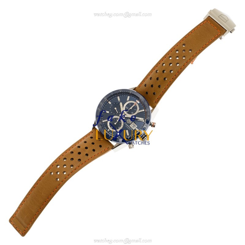 CBM2112-FC6455 - Tag Heuer Carrera Replica Watch Automatic Blue Dial Brown Leather - Image 2