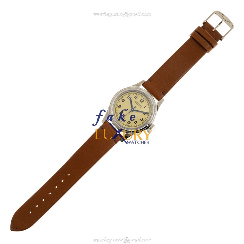 - L2.833.4.93.2 Longines Replica Watch - Automatic - Beige Dial - Brown Leather Strap - Image 2