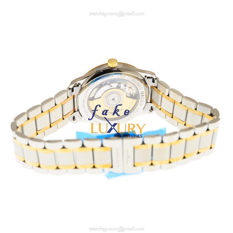 Longines Master L2.628.5.32.7 Automatic 18kt Gold & Steel Silver Gold Dial Replica Watch - Image 4