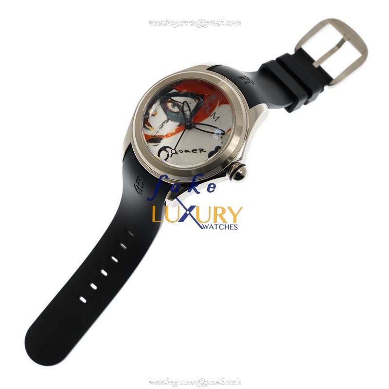 Corum 082.310.20/0371 JO01 Bubble Replica Watch With White Dial, Steel Case Black Rubber Strap - Image 2