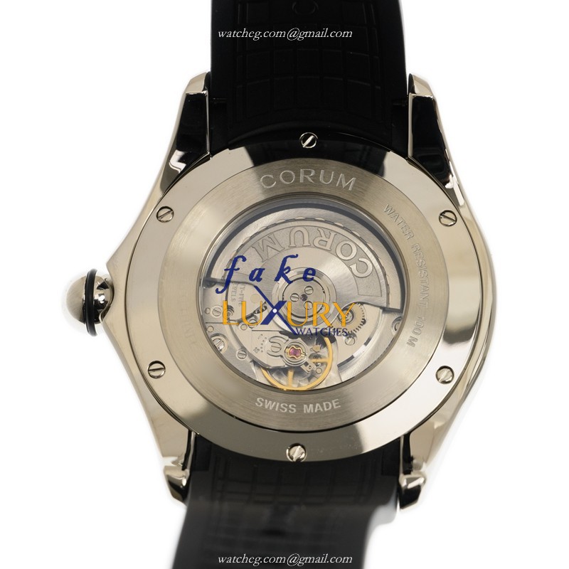 Corum 082.310.20/0371 JO01 Bubble Replica Watch With White Dial, Steel Case Black Rubber Strap - Image 3